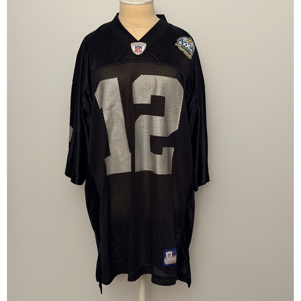 Reebok 2003 Super Bowl Oakland Raiders Jersey L Black #12 Rich Gannon NFL Vtg